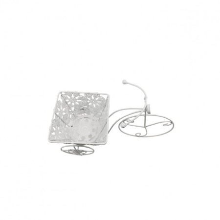 Suport TriPot de Flor, pentru un ghiveci cu flori, metal, rezistent, design creativ, alb, 32x12x20 cm [1]