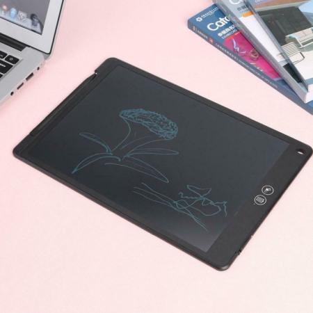Tableta LCD desenat si scris, 12", pentru copii sau grafica , cu buton stergere si buton stergere partiala, negru cu alb, Doty [5]