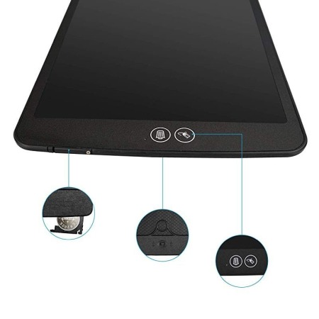 Tableta LCD desenat si scris, 12", pentru copii sau grafica , cu buton stergere si buton stergere partiala, negru cu alb, Doty [4]