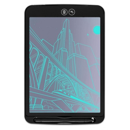 Jucarii & jocuri educative - Tableta LCD desenat si scris, 12", pentru copii sau grafica , cu buton stergere si buton stergere partiala, negru cu alb, Doty