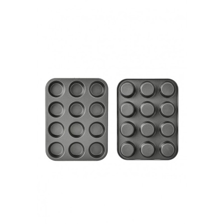 Tava de copt pentru mini-prajituri BackON Doty®, din otel carbon, 12 spatii, 35x26x3 cm, gri [9]
