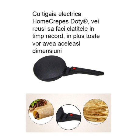 Tigaia electrica pentru clatite HomeCrepes Doty®, practica, suprafata antiaderenta, bol inclus, 20 cm, negru [5]