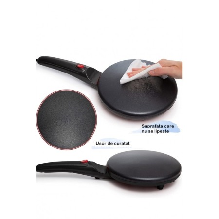 Tigaia electrica pentru clatite HomeCrepes Doty®, practica, suprafata antiaderenta, bol inclus, 20 cm, negru [4]