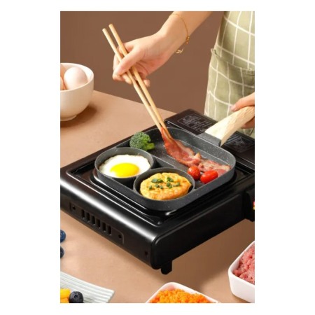 Tigaie antiaderenta SmartCooking cu 3 compartimente, material aliaj de aluminiu, 18x18 cm, gri, Doty® [4]