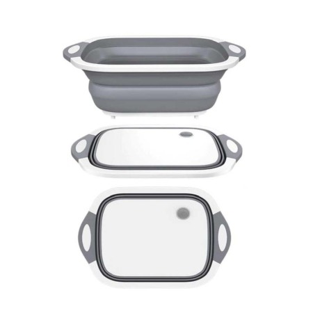 Tocator multifunctional 3 in 1, vas pentru legume si fructe, tocator sau cos depozitare, alb/gri, doty [4]