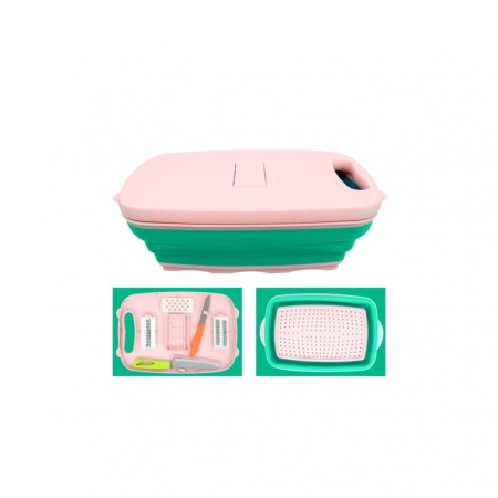 Tocator multifunctional Multi Tool Plate, accesorii incluse,roz/verde, 32 cm [4]