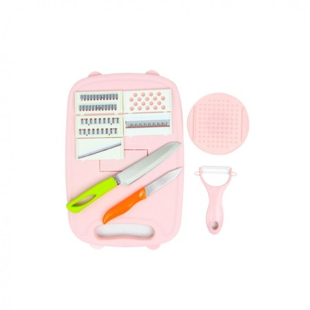 Tocator multifunctional Multi Tool Plate, accesorii incluse,roz/verde, 32 cm [2]