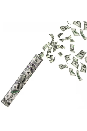 Acasa - Tun de confeti CashBlast Doty®, model dolari falsi, 30 cm, pentru petreceri sau alte evenimente, usor de utilizat
