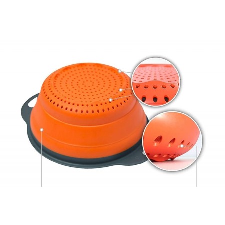 Vas strecuratoare pliabil pentru fructe si legume, silicon, material rezistent, usor de folosit si de curatat,30 x 10 cm, portoc [5]