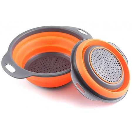 Vas strecuratoare pliabil pentru fructe si legume, silicon, material rezistent, usor de folosit si de curatat,30 x 10 cm, portoc [6]