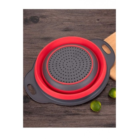 Vas strecuratoare pliabil pentru fructe si legume, silicon, material rezistent, usor de folosit si de curatat,30 x 10 cm, rosu/g [7]