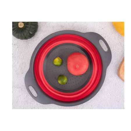 Vas strecuratoare pliabil pentru fructe si legume, silicon, material rezistent, usor de folosit si de curatat,30 x 10 cm, rosu/g [4]