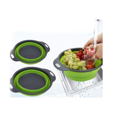 Vas strecuratoare pliabil pentru fructe si legume, silicon, material rezistent, usor de folosit si de curatat,30 x 10 cm, verde/ [6]