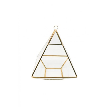 Vaza tip terariu pentru plante Golden Frame, forma hexagonala, din sticla si alama, transparent, 15x22 cm [1]