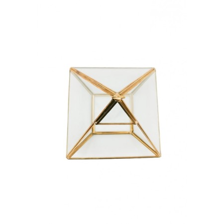 Vaza tip terariu pentru plante Golden Frame, forma hexagonala, din sticla si alama, transparent, 15x22 cm [2]