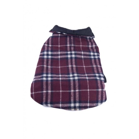 Animale De Companie - Vesta cu 2 fete pentru caini de talie mica, carouri sau varianta uni, 30 cm, confortabila si calduroasa,culoare bordo,captusita,
