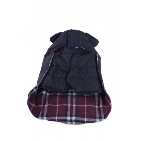 Vesta cu 2 fete pentru caini de talie mica, carouri sau varianta uni, 30 cm, confortabila si calduroasa,culoare bordo,captusita, [6]