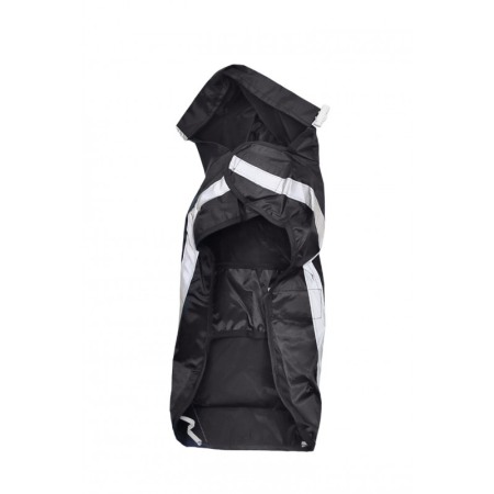 Îmbrăcăminte pentru câini - Vesta de ploaie si vant DoggyCap Doty® pentru caini de talie medie, reflectorizanta, cu gluga, marime 3XL, neagra