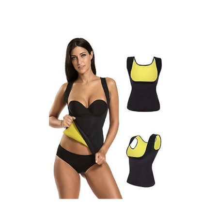 Vesta HotWaist tip sauna pentru slabit si modelarea taliei din neopren, confortabila,eficienta,negru/galben,3XL [4]