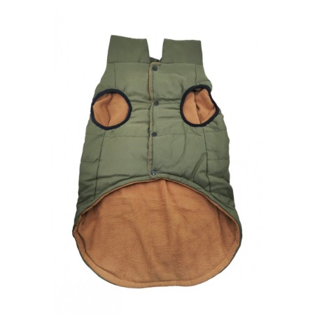 Îmbrăcăminte pentru câini - Vesta impermeabila si captusita pentru caini de talie mare, 58 cm, 3XL, kaki, Doty®