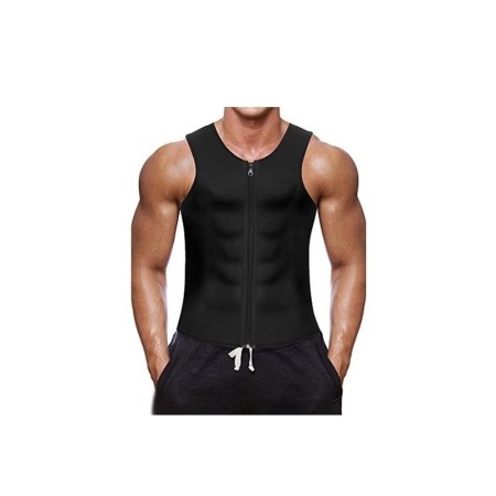 Vesta SixPack tip sauna pentru slabit si modelarea taliei din neopren, pentru barbati,cu fermoar,eficient, L,negru [1]