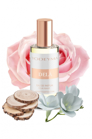 Yodeyma Delá Apa de parfum pentru femei, nuante de frezie, trandafir si lemn, 15ml