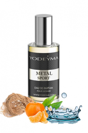 Parfumuri - Yodeyma Metal Sport Apa de parfum pentru barbati, nuante de mandarina, nota acvatica si vetiver, 15ml