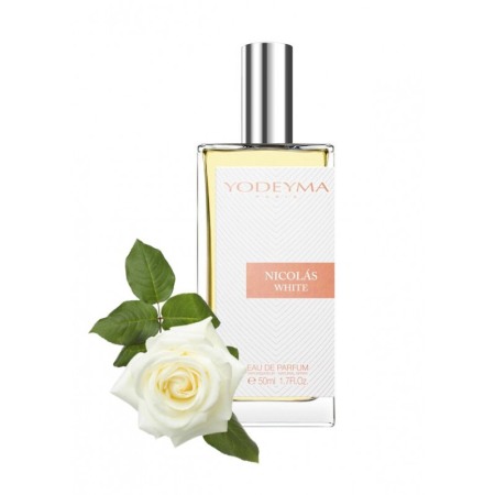 Parfumuri - Yodeyma Nicolas White Apa de parfum pentru femei, nuante de trandafir alb, cedru alb si mosc alb, 50ml