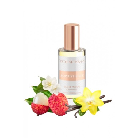 Yodeyma Sophisticate Apa de parfum pentru femei, nuante de licii, iasomie si vanilie, 15ml