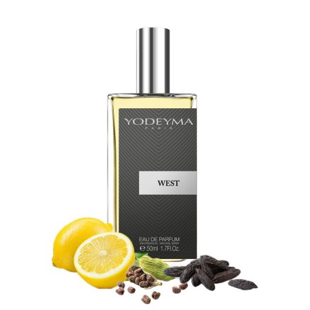 Parfumuri - Yodeyma West Apa de parfum pentru barbati, nuante de lamaie, cardamon si Haba Tonka, 50ml
