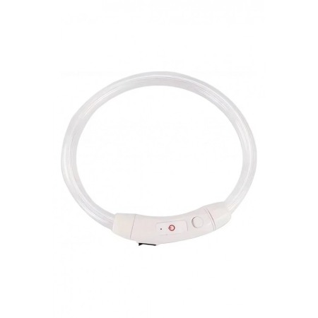 Câini - Zgarda cu LED pentru caini de talie medie SafeDoggo Doty®, Marime M, 50 cm, USB inclus, reglabila, 3 tipuri de iluminare, alb