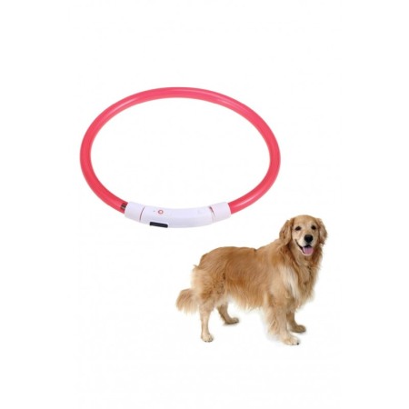 Zgarda cu LED pentru caini de talie medie SafeDoggo Doty®, Marime M, 50 cm, USB inclus, reglabila, 3 tipuri de iluminare, rosu [5]