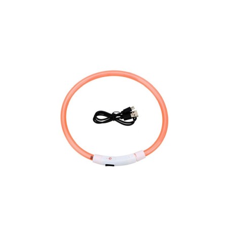 Zgarda cu LED pentru caini de talie medie SafeDoggo Doty®, Marime M, 50cm, USB , reglabila, 3 tipuri de iluminare, portocaliu [4]