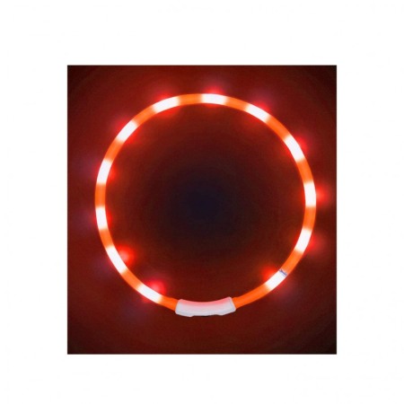 Zgarda cu led pentru caini , talie mare, 65 cm, reglabila, portocaliu, reincarcabila, USB inclus [2]