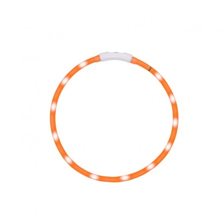 Lese și zgărzi pentru câini - Zgarda cu led pentru caini , talie mare, 65 cm, reglabila, portocaliu, reincarcabila, USB inclus