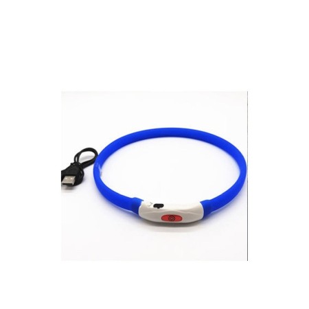 Zgarda cu led pentru caini , talie medie, 50 cm,reglabila, albastru, reincarcabila, USB inclus , doty [1]