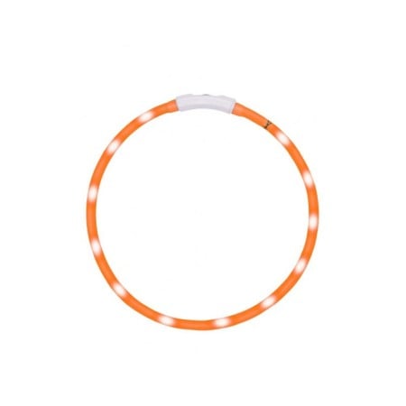 Lese și zgărzi pentru câini - Zgarda cu led pentru caini , talie medie, 50 cm,reglabila, portocaliu, reincarcabila, USB inclus , doty