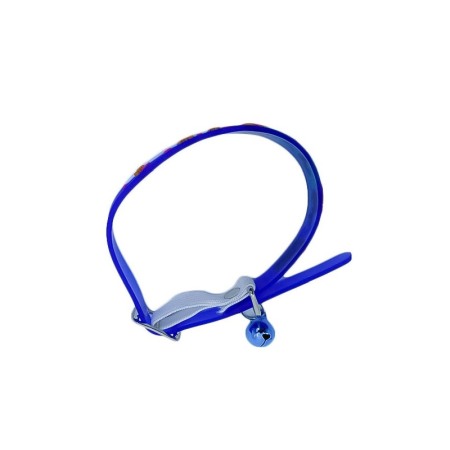 Zgarda GummyBell pentru pisici de talie mica, design modern, cu clopotel, silicon moale, 26 cm, albastru [3]