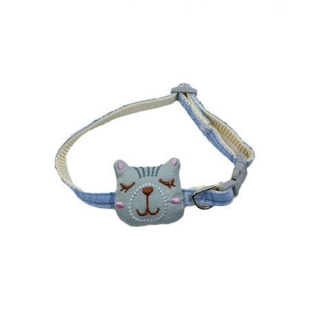 Pisici - Zgarda Kitty Cartoon, pentru pisici sau caini de talie mica, confortabila, 23/33 cm, albastru