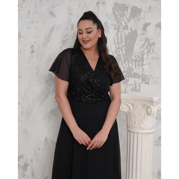 Rochie dama neagra cu paiete Lora [2]