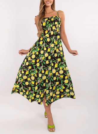 Rochii Casual - Rochie de vară lungă/midi cu imprimeu de lămâi