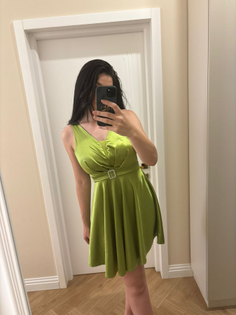 Toate categoriile - Rochie satinată vaporoasă cu talie marcată-Iris