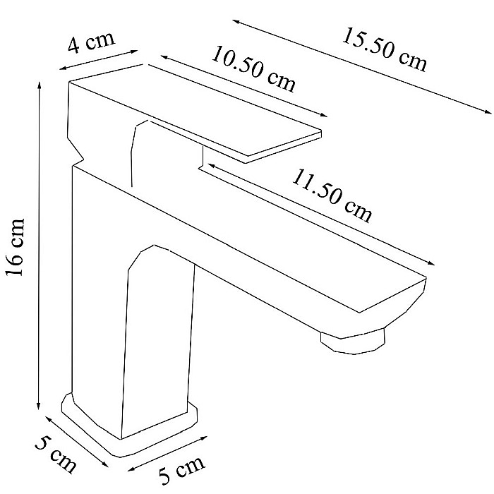 Baterie baie pentru lavoar Diamant, monocomanda, culoare crom [9]