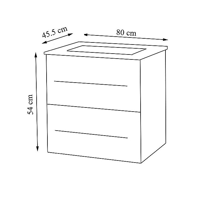 Baza cu lavoar ceramic GN0541, mobilier baie suspendat 80 cm, front MDF, 2 sertare, glisiere soft close, alb [7]