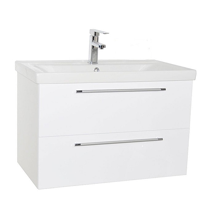 Baza cu lavoar ceramic GN0541, mobilier baie suspendat 80 cm, front MDF, 2 sertare, glisiere soft close, alb [8]