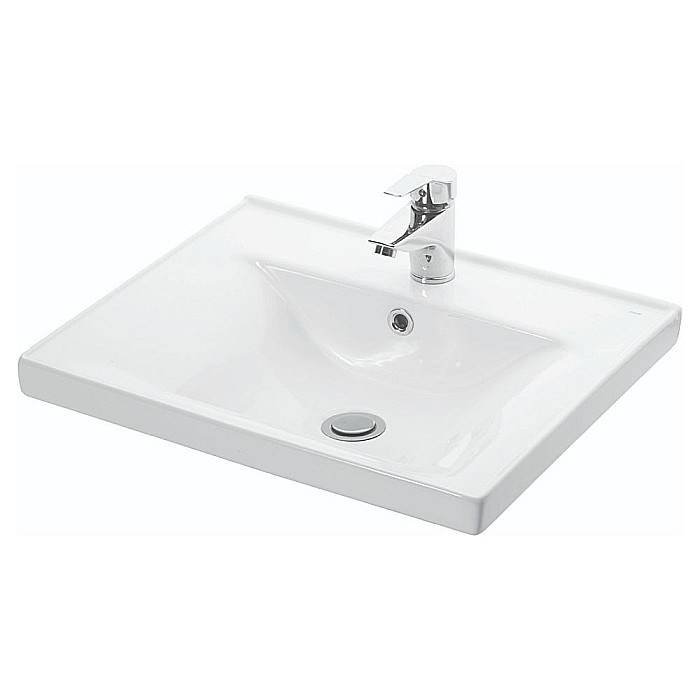 Baza cu lavoar ceramic GN0971, mobilier baie suspendat 70 cm, front MDF, 2 sertare, glisiere soft close, alb [2]