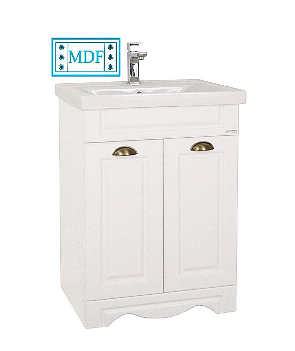 Baza si lavoar baie GN7721 - 60 cm usi, alb rustic [1]