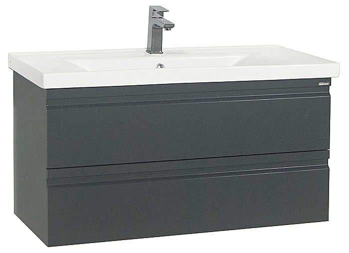 Baza si lavoar baie GN7861 - 90 cm, gri antracit, suspendat [2]