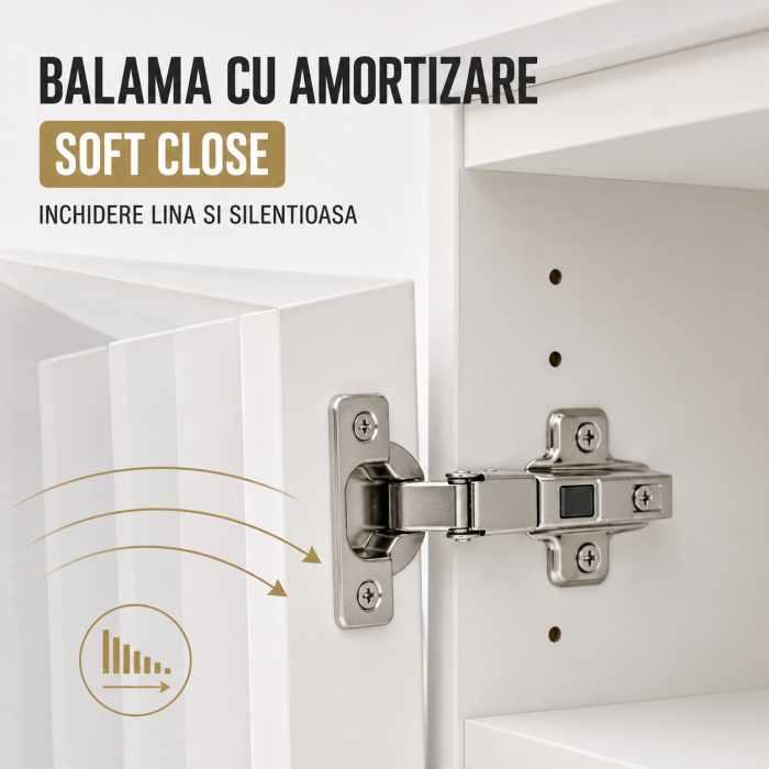Baza si lavoar ceramic eco GN0051, 2 usi, cu picioare reglabile, balamale soft close, 50 cm, alb [4]