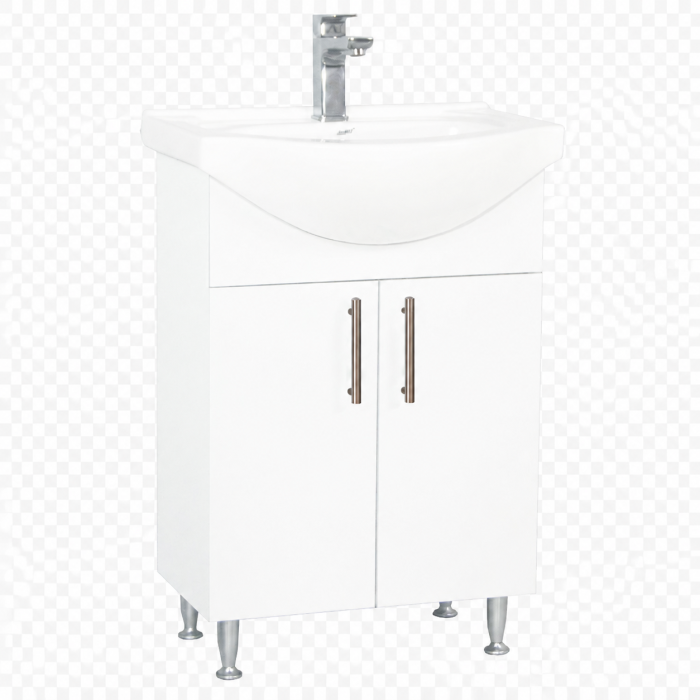Baza si lavoar ceramic eco GN0051, 2 usi, cu picioare reglabile, balamale soft close, 50 cm, alb [3]
